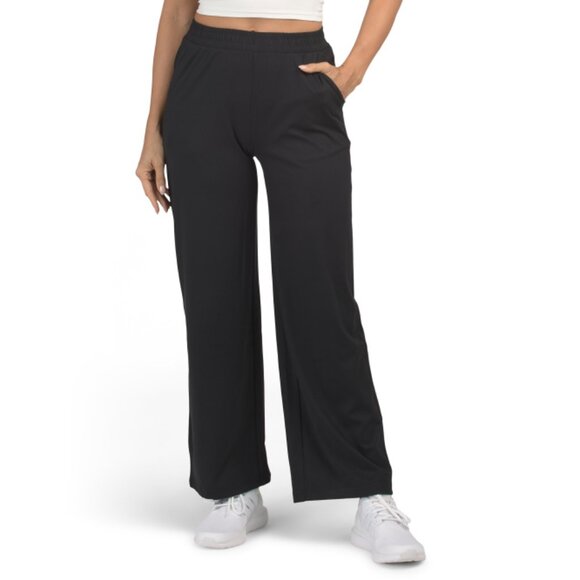 YOGALICIOUS Black Lux Avenue Side Pocket Wide Leg Pants - Picture 1 of 2